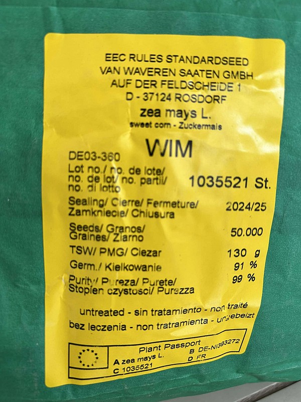 Sweetcorn seeds Wim-5000 seeds